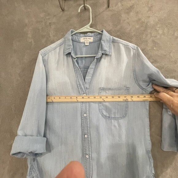 Cloth & Stone Button Down Shirt Womens Medium Light Blue Lyocell Pullover Top‎ - Picture 16 of 16